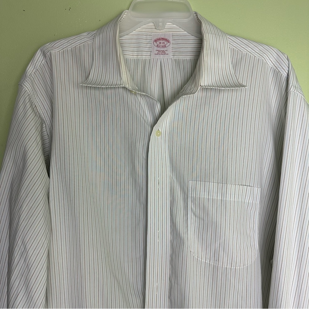 Brooks Brothers 1818 Traditional Fit 18-35 Maroon & Blue Stripe Mens Button Down - Picture 2 of 9